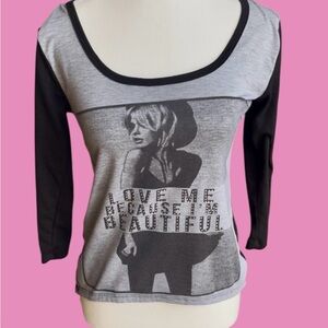 Chic Black and Gray Graphic Long Sleeve Top